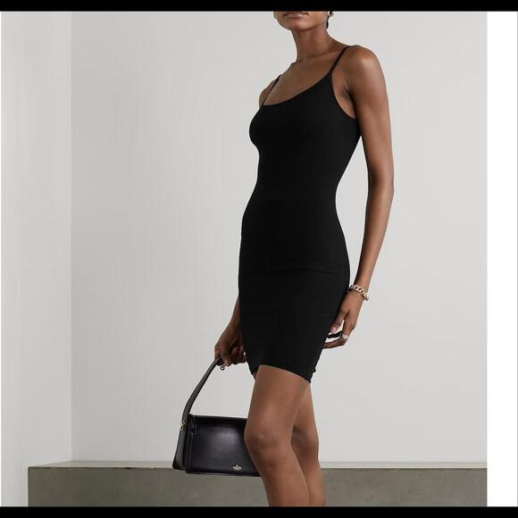 Skims Soft Lounge Ribbed Black Mini Dress Onyx S NWT - Picture 1 of 7